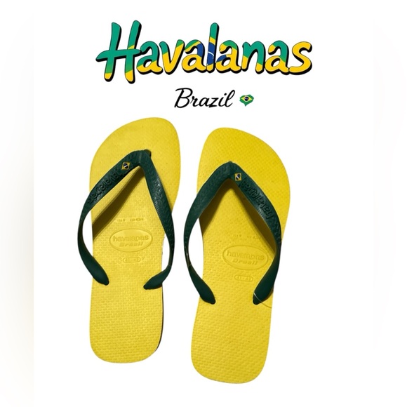Havaianas Brazil Yellow and Green Sandals - Picture 1 of 5